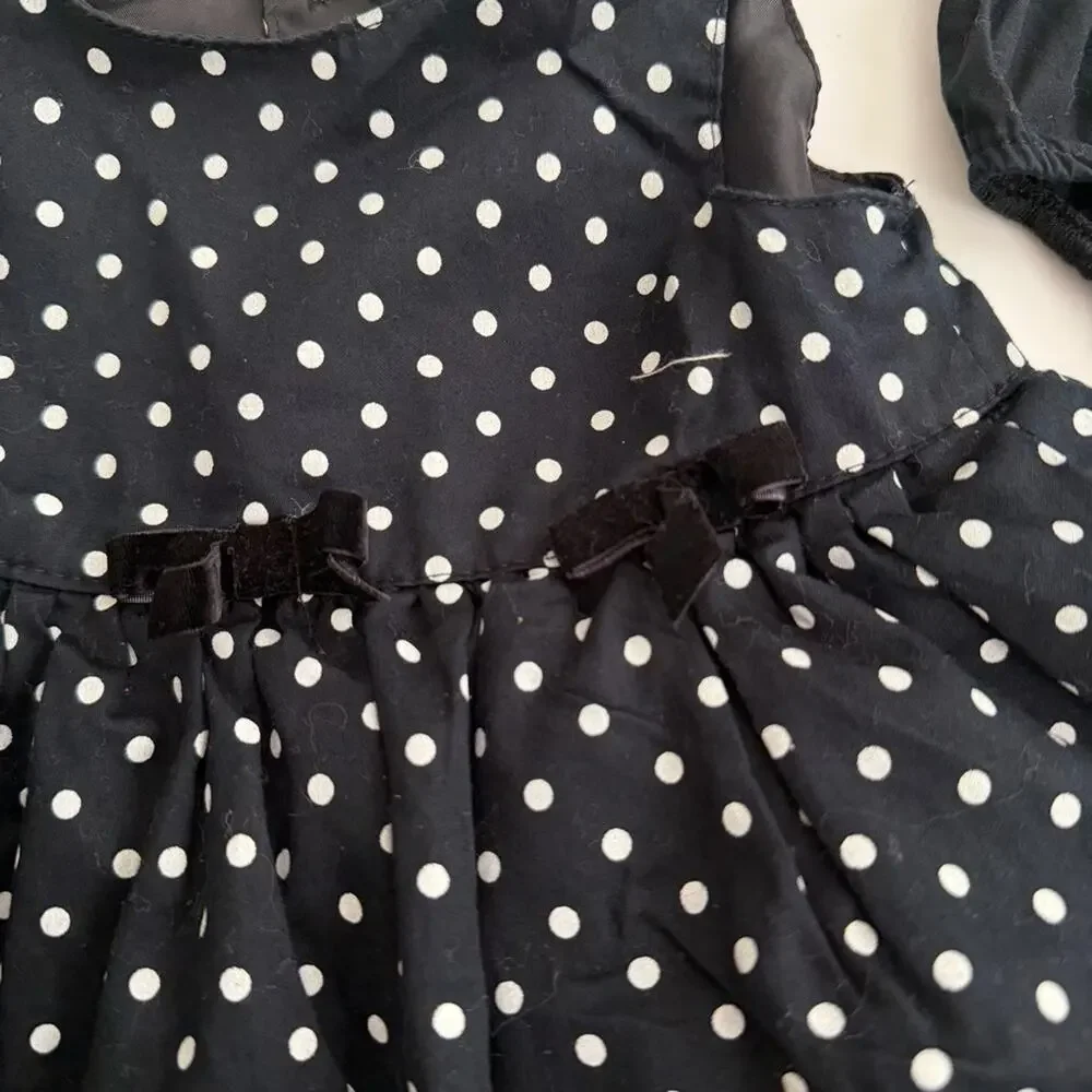 Carter’s polka dot bow dress with bloomers black white